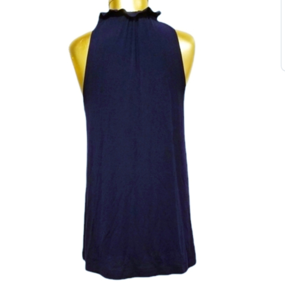 Theory Top Navy Ruffle Haltered Top - Picture 6 of 11